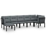 Set Salotto da Giardino 7 pz | Set di Mobili da Esterno Nero e Grigio in Polyrattan