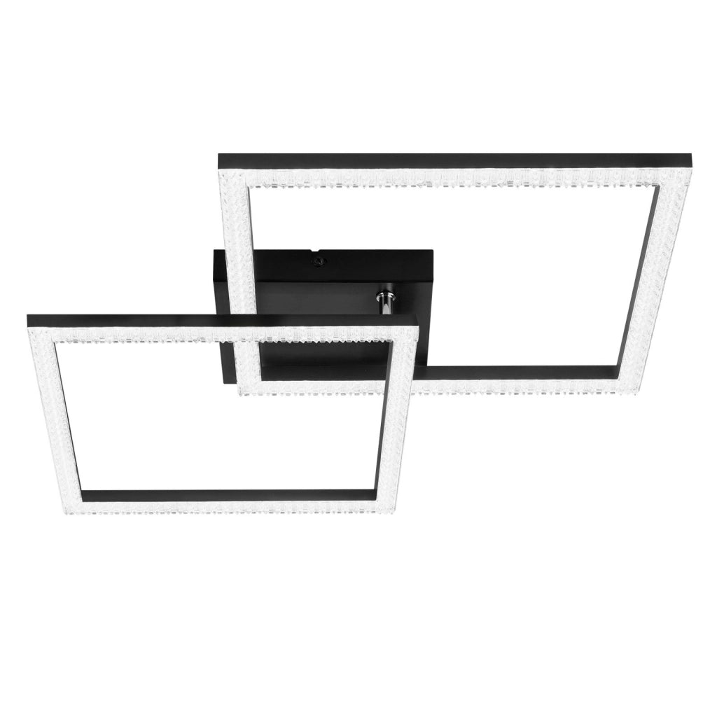 ZMH Lampada da soffitto plafoniera LED 24W nera cristallo luce bianco caldo moderna per soggiorno camera letto cucina