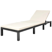 Lettino Prendisole | Sdraio da giardino | Lettino da sole con Cuscino in Polyrattan Nero
