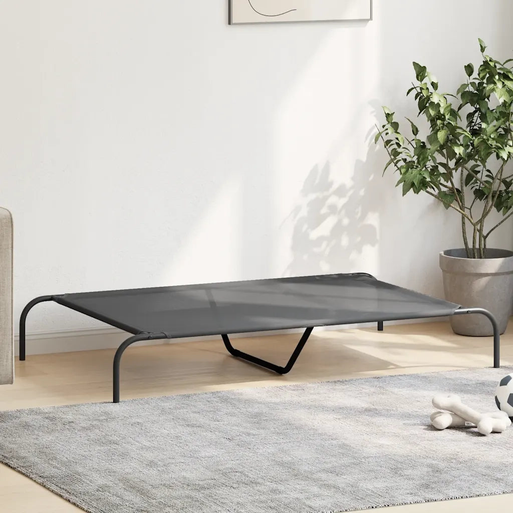 Cuccia per Cani Rialzata Grigia 130x80x20cm Textilene e Acciaio 42000844