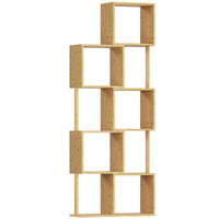 Libreria Moderna Asimmetrica a 5 Livelli 62,5x23x165 cm in Bambù Colore Legno Naturale