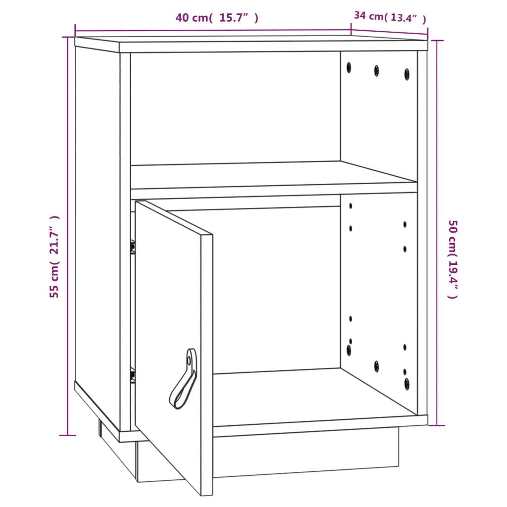 Comodino | Armadio da Notte | Mobiletto da notte Marrone Ambrato 40x34x55 cm in Legno Massello di Pino