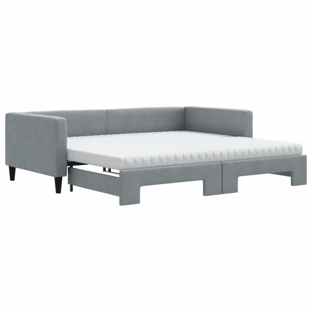 Divano Letto Estraibile Materassi Grigio Chiaro 100x200 Tessuto 3196601