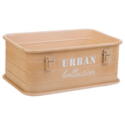 Cesto rettangolare in metallo stampato marrone 39x26x16
