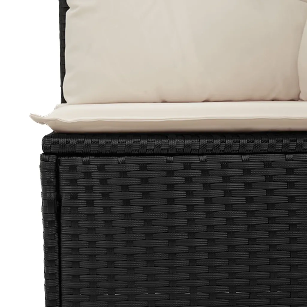 Divano Reclinabile da Giardino con Cuscini in Polyrattan Nero 368973