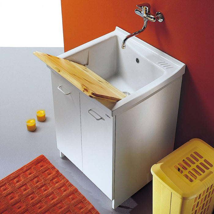 Mobile Lavatoio 83x60x87 cm 2 Ante Asse in Legno Montegrappa Acqua Edilla Bianco