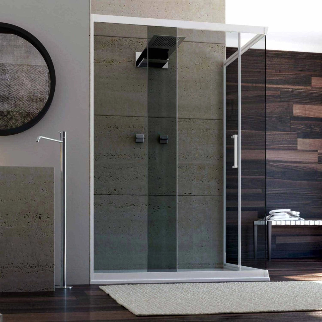 Box Doccia 75x150 CM H 200 Vetro Trasparente Profilo Bianco mod. Glax 1 Anta