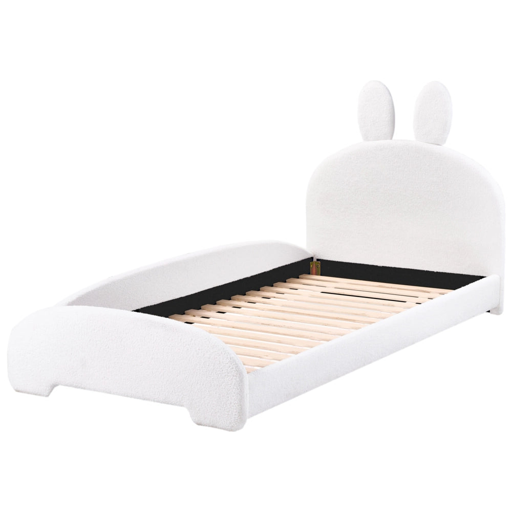 Letto Bianco Sporco Boucle Imbottito Poggiatesta 90 x 200 cm Camera da letto Camera dei bambini Moderna Tradizionale