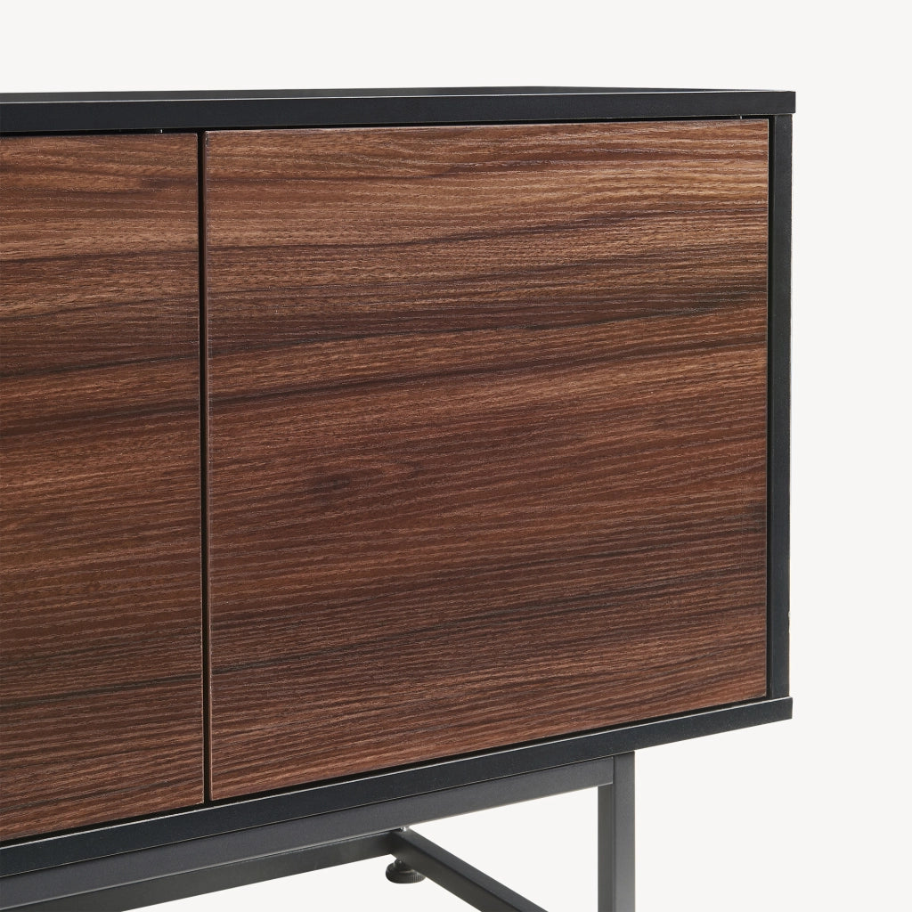 Armadietto Boxholm Credenza Bassa con 3 Ante Push-Open 120x30x55 cm Nero / Effetto Noce [en.casa]