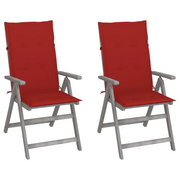 Sedie da Giardino Reclinabili 2 pz con Cuscini Massello Acacia cod mxl 76018
