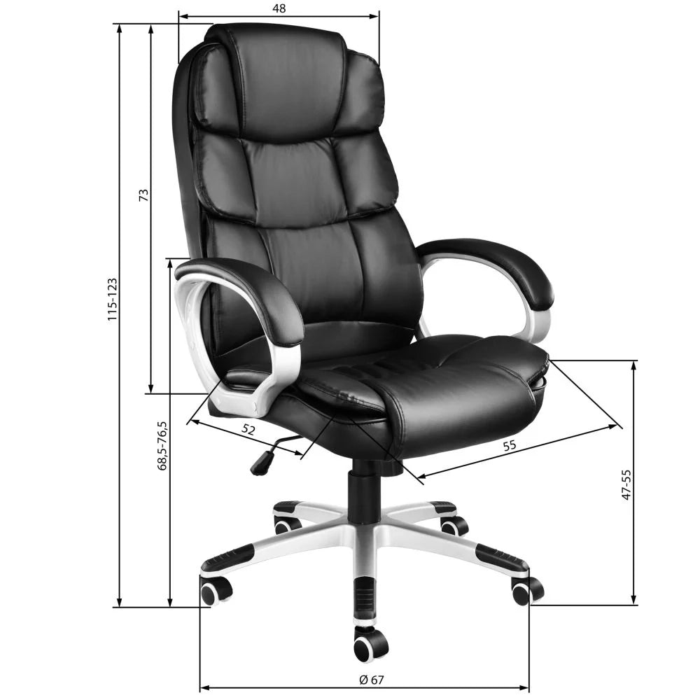 Sedia da ufficio sedia direzionale con braccioli max 120 kg nera 0508073