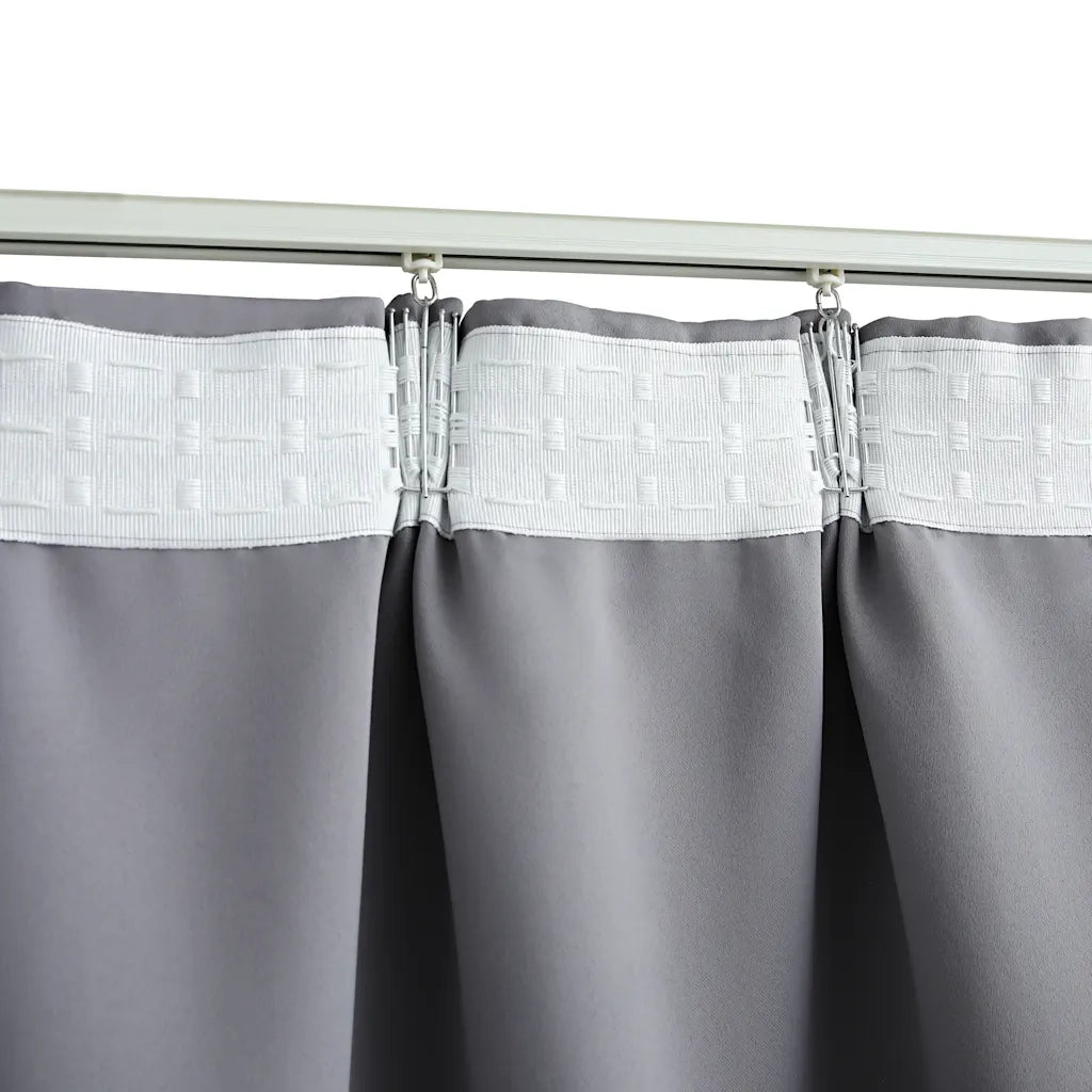 Tende Oscuranti con Ganci 2 pz Grigie 140x175 cm cod mxl 58795
