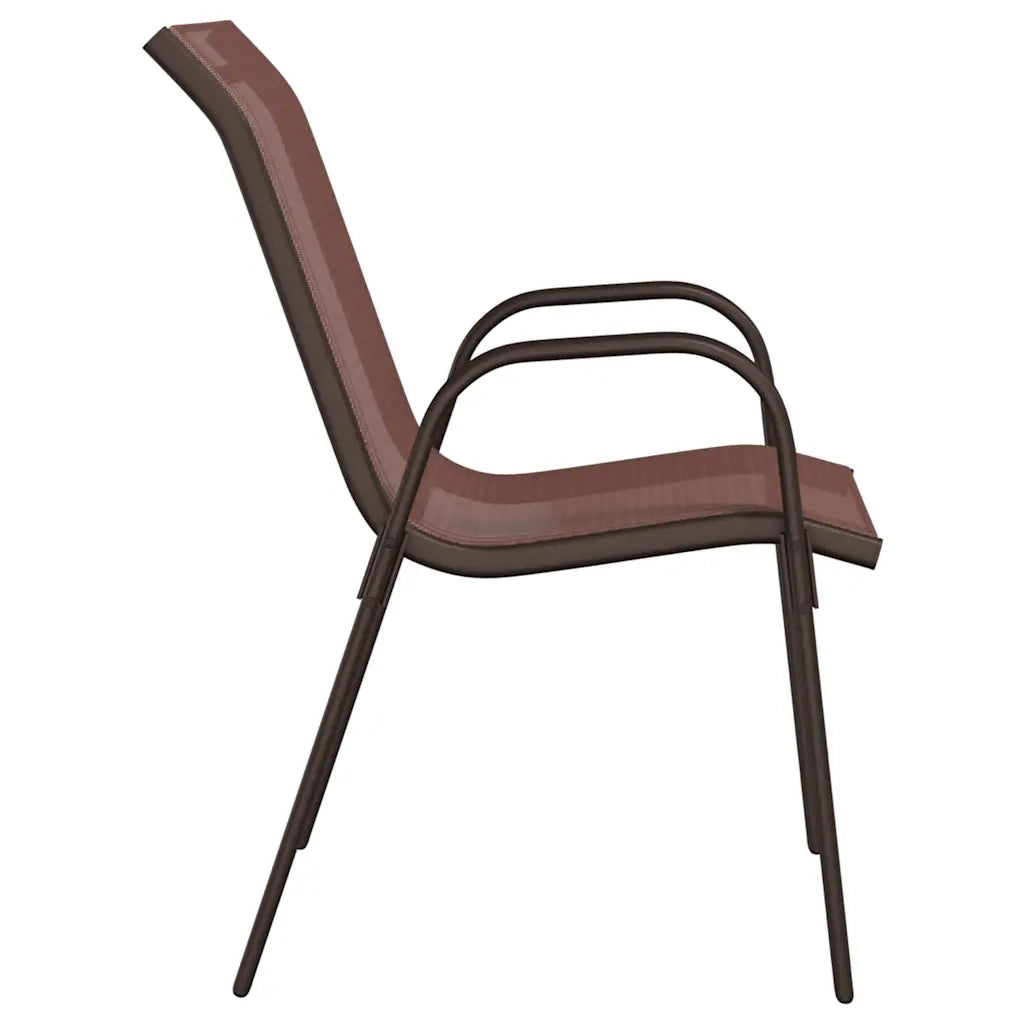 Sedie da Giardino Impilabili 2 pz in Tessuto Textilene Marrone 318779