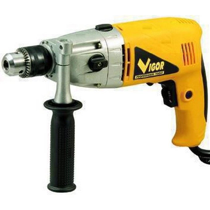 Vigor VBM 1100-2 Trapano a Percussione Elettrico 1050 W 2 Velocita' Meccaniche Mandrino 13 mm Reversibile con Valigetta Accessori colore Nero