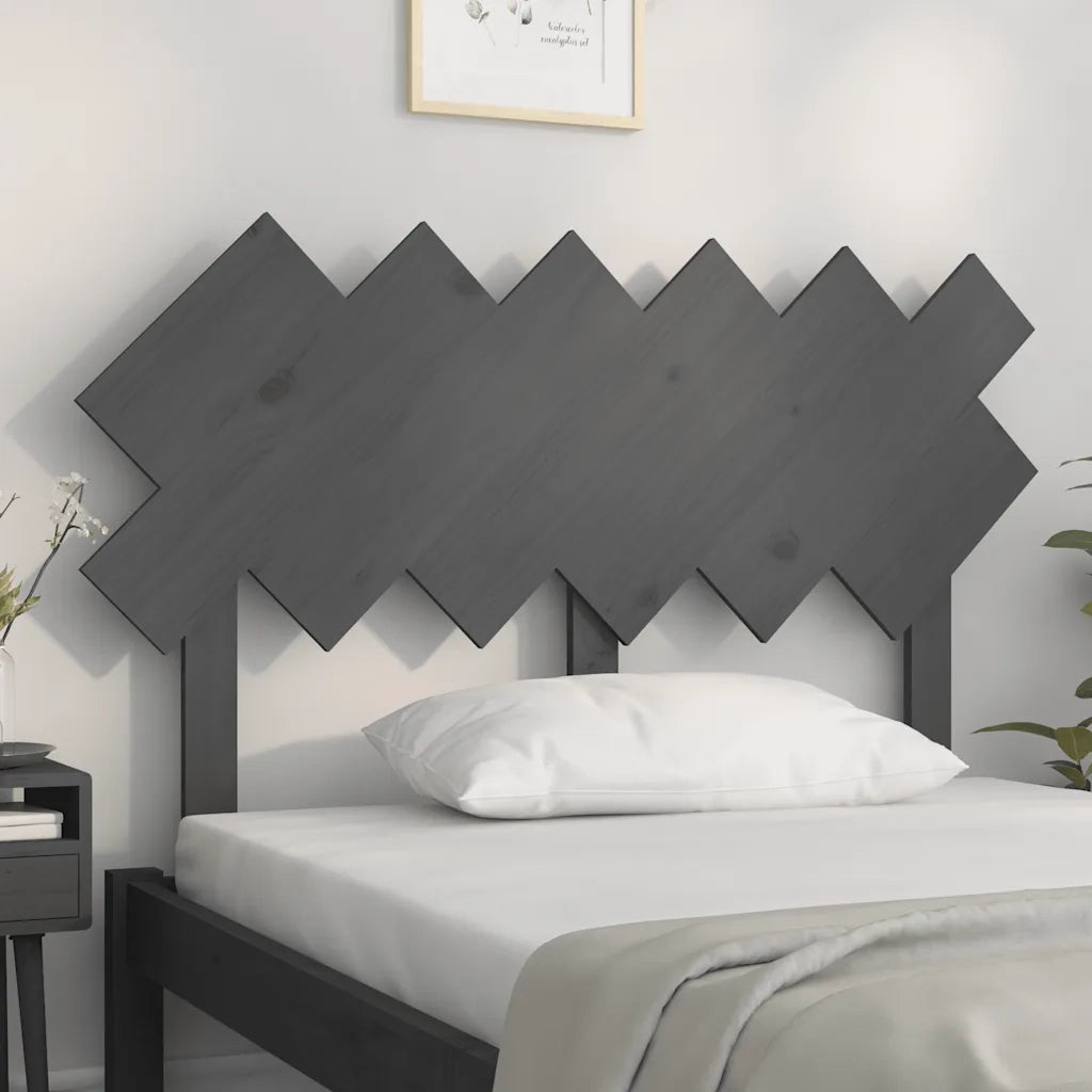 Testiera | Testata per Letto Grigia 122,5x3x80,5cm Legno Massello di Pino