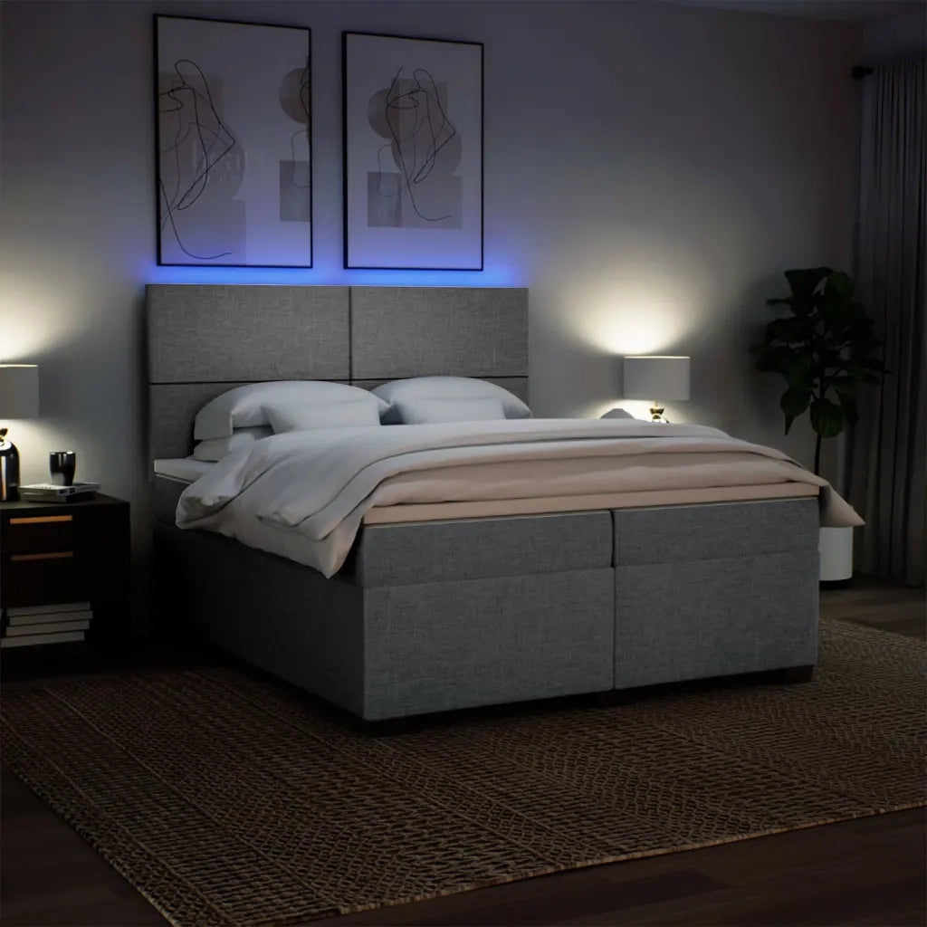 Giroletto a Molle con Materasso Grigio Chiaro 200x200cm Tessuto 3292888