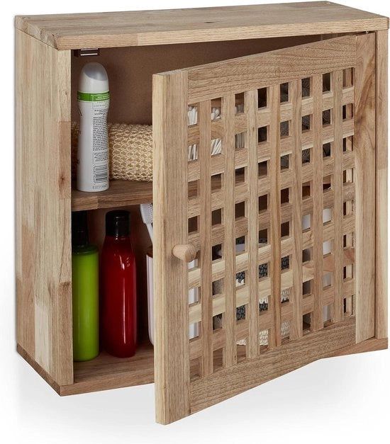 Cassa porta 2 ante con chiusura magnetica per bagno e cucina - Dimensioni: 42 x 42 x 18 cm, design in legno naturale