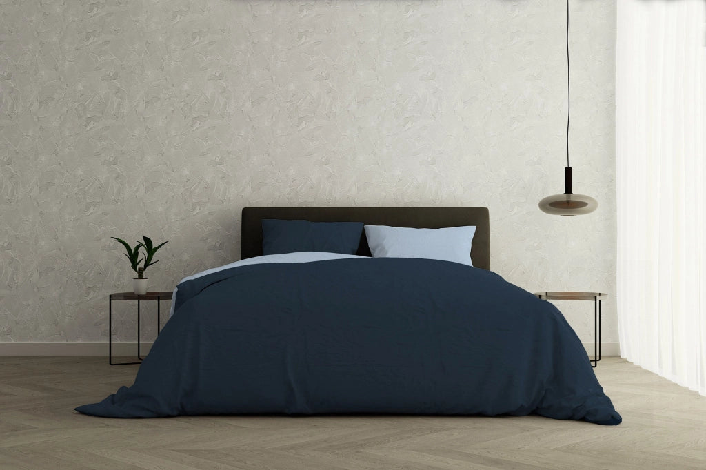 Copripiumino Singolo con Sacco e Federe Doubleface Blu Scuro/Azzurro