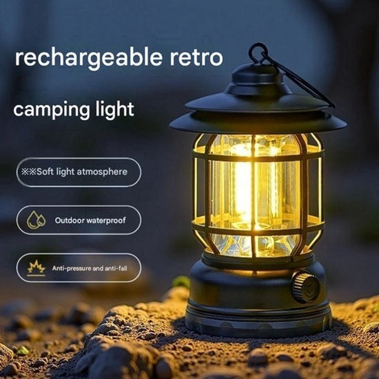 Illuminazione esterna retro per tende da campeggio con lunga durata e illuminazione ricaricabile per tende da campeggio, lanterne da atmosfera e lampade da appendere