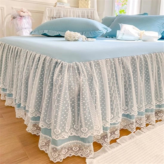 Matrimoniale matras onderlakens, bordure con angoli bianchi, bordure pieghettate, coprileto elastico, calze per matras (blu chiaro, 180x220cm)