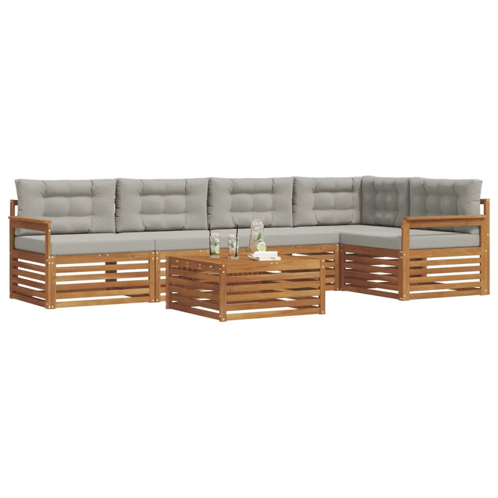 Set di divani da esterno 6 pcs Grigio Naturale e Chiaro 3373486