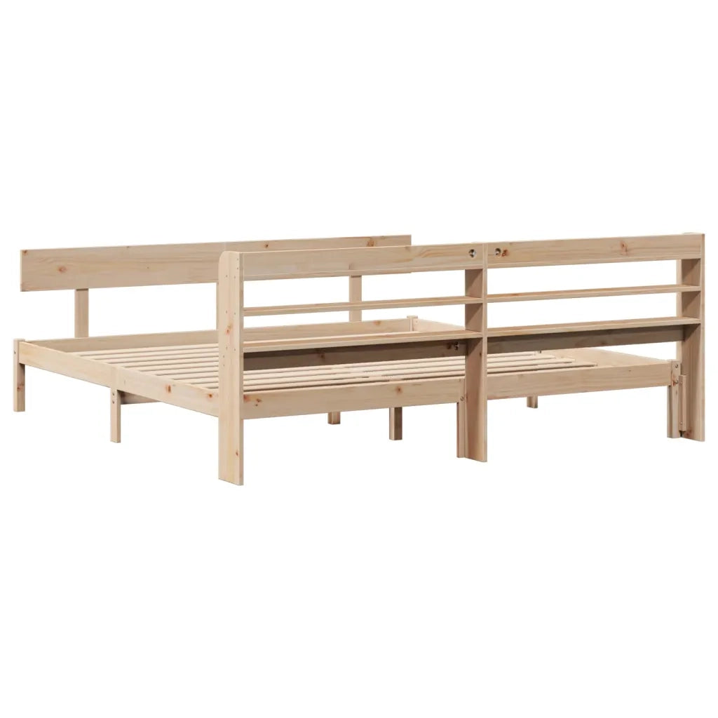 Letto senza Materasso-Struttura Letto 200x200 cm in Legno Massello di Pino 481782