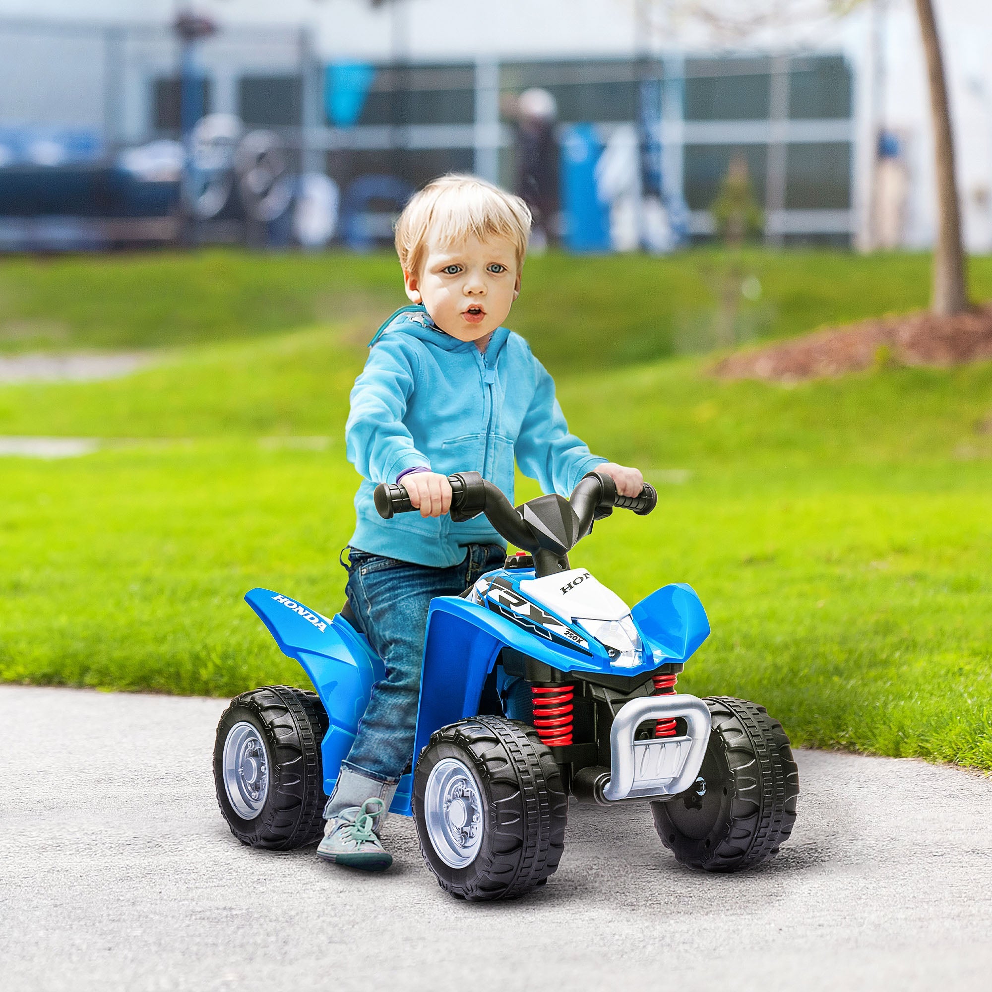 Quad Elettrico per Bambini licenza ufficiale HONDA con Luci LED Clacson e Pedale Blu