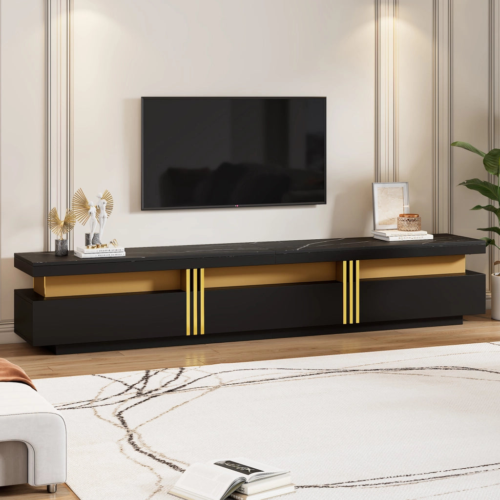 Cassettiera TV nera in truciolato lunga 200 cm