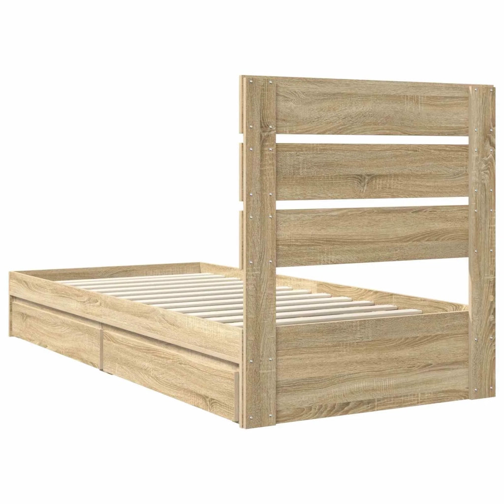 Letto con Contenitore con testiera Rovere Sonoma 70 x 190 cm