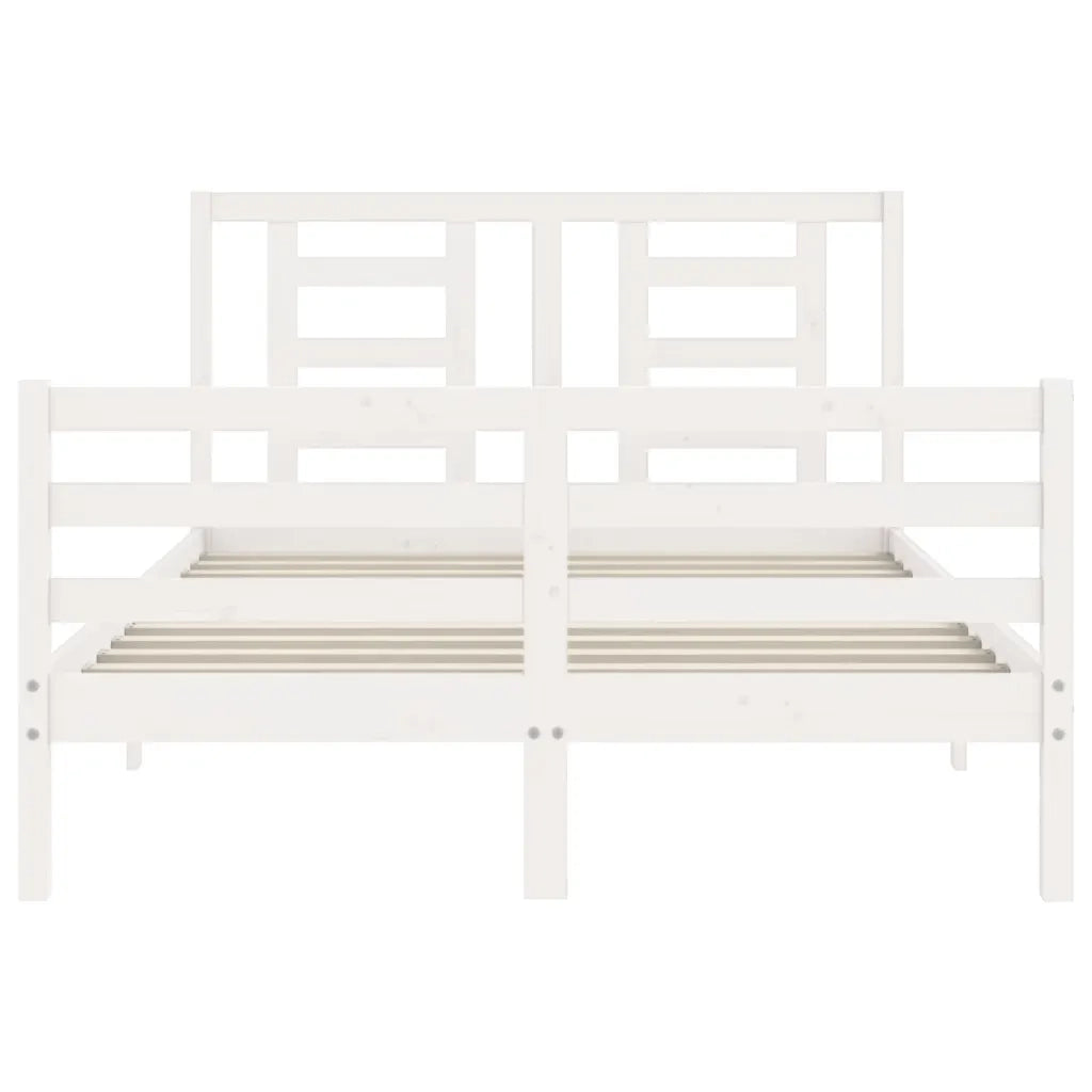 Giroletto con Testiera-Struttura Letto con testiera Bianco 120x200 cm in Legno Massello 184288