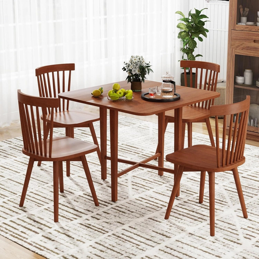 Tavolo da Pranzo Quadrato per 2-4 Persone, Tavolo Pieghevole in Legno con 2 Pannelli a Ribalta e Gambe in Legno di Gomma Solide, per Cucina e Sala da Pranzo, 90 x 90 x 74,5 cm