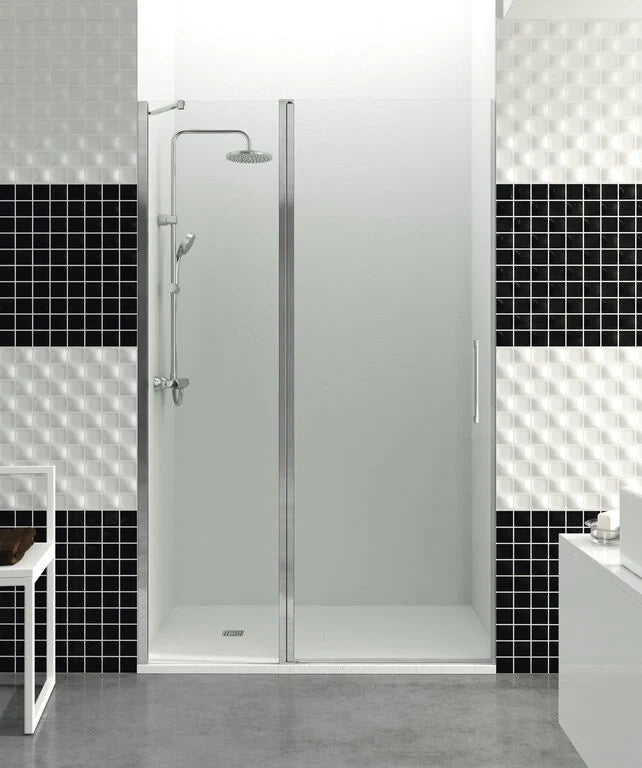 Box doccia frontale OPEN fisso 20 + porta battente 65 85 cm (82,5-85) cromo lucido vetro trasparente