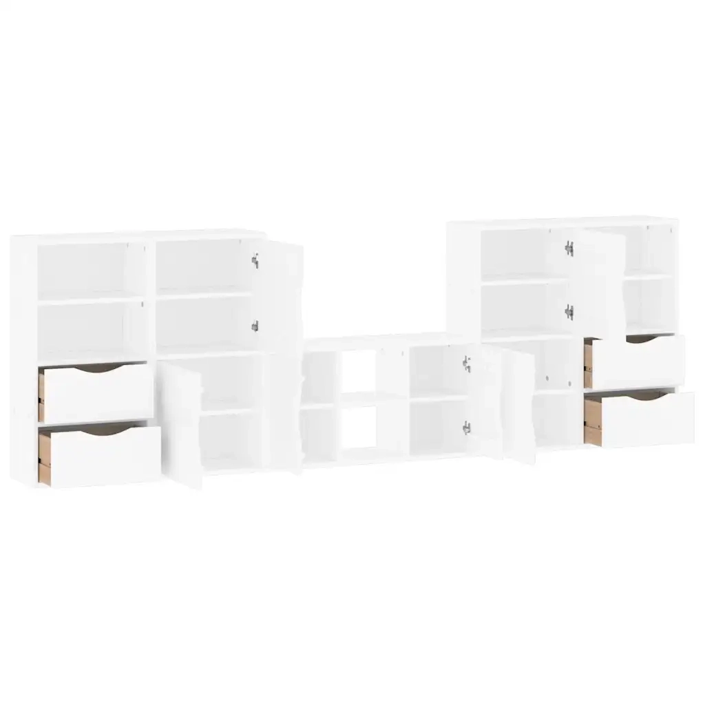 Mobile TV 5 pz con Contenitore ODDA Bianco in Legno di Pino 3365375