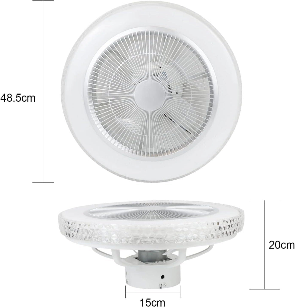 ZMH Ventilatore da soffitto con luce e telecomando ventilatore a tempo Crystal Bedroom