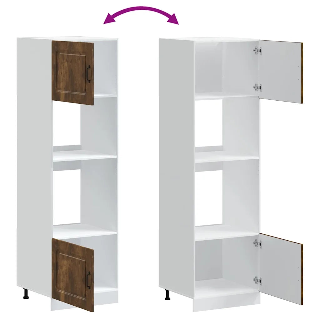 Pensile da cucina | Armadi Forno 2 pz Kalmar Rovere Fumo in Legno Multistrato