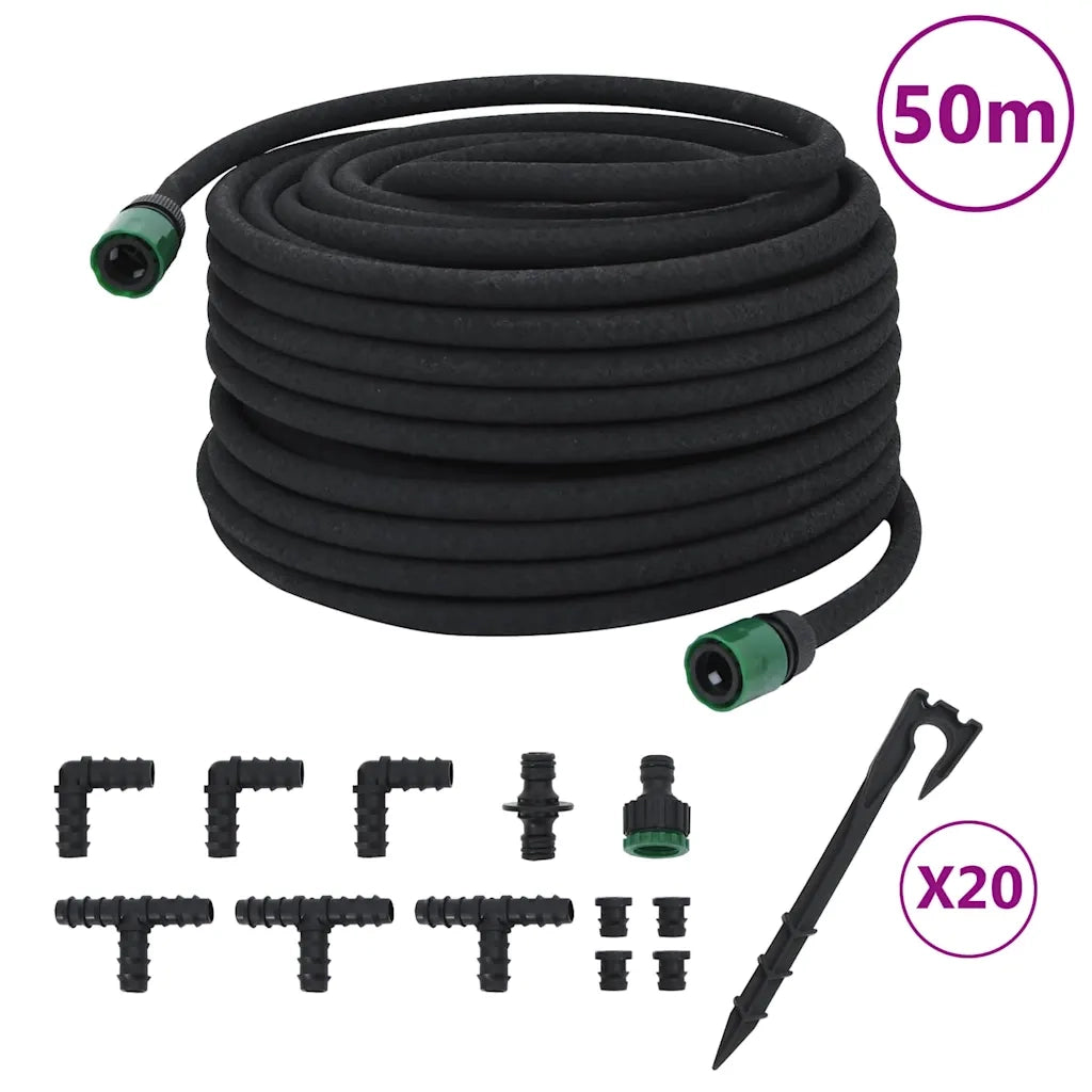 Tubo di Irrigazione da Giardino Nero 0,6" 50 m in Gommacod mxl 110893