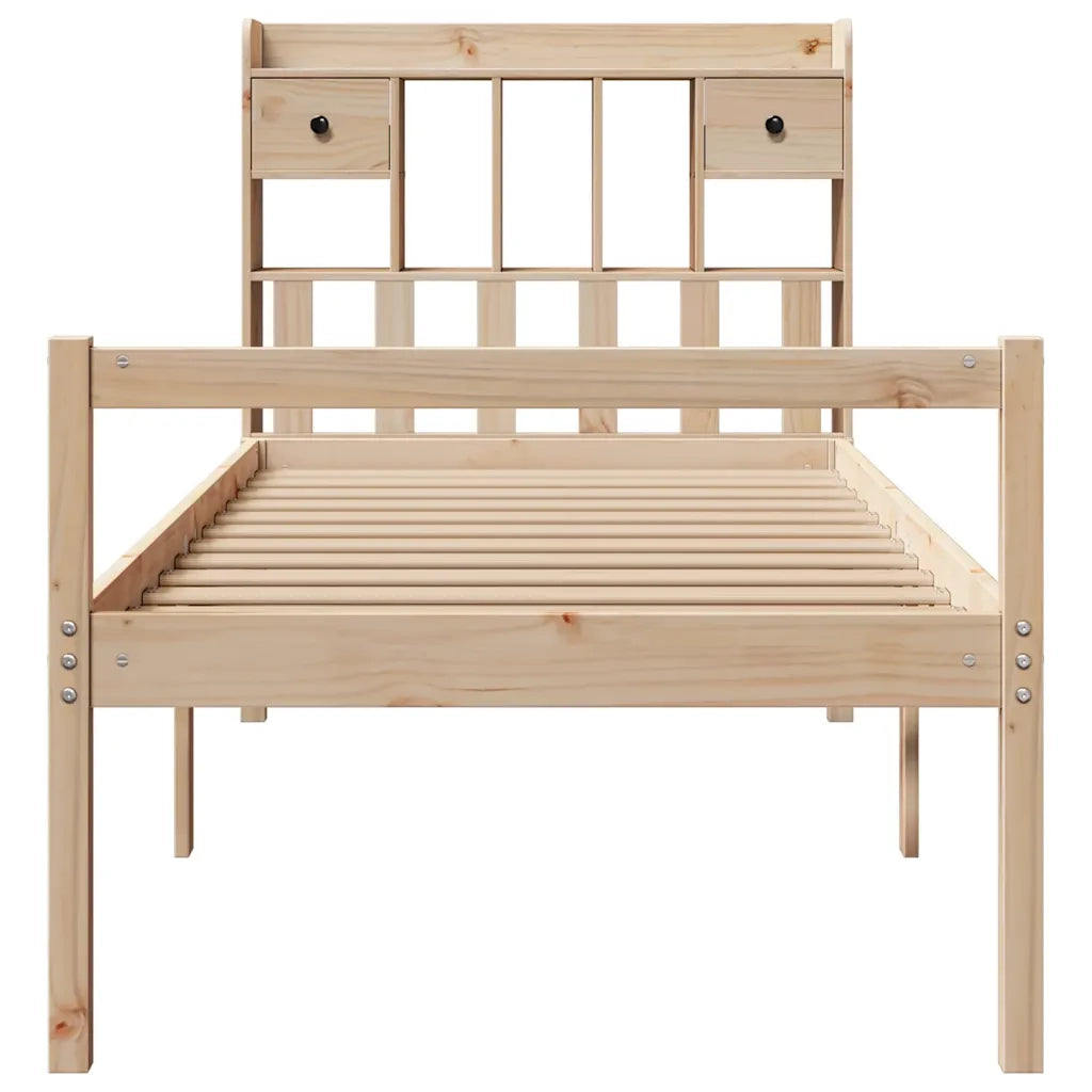 Letto Libreria senza Materasso 90x190 cm Legno Massello Pino 3322041