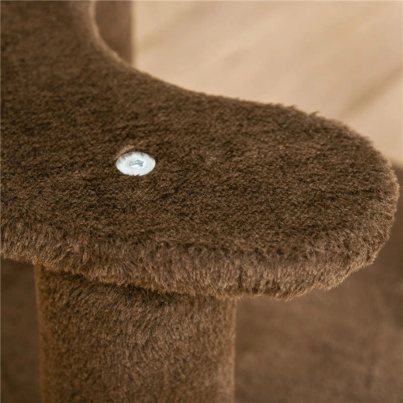 ALBERO TIRAGRAFFI PER GATTI A 3 LIVELLI CON LETTINO IN PELUCHE E PALI IN SISAL Ï40X65 CM MARRONE