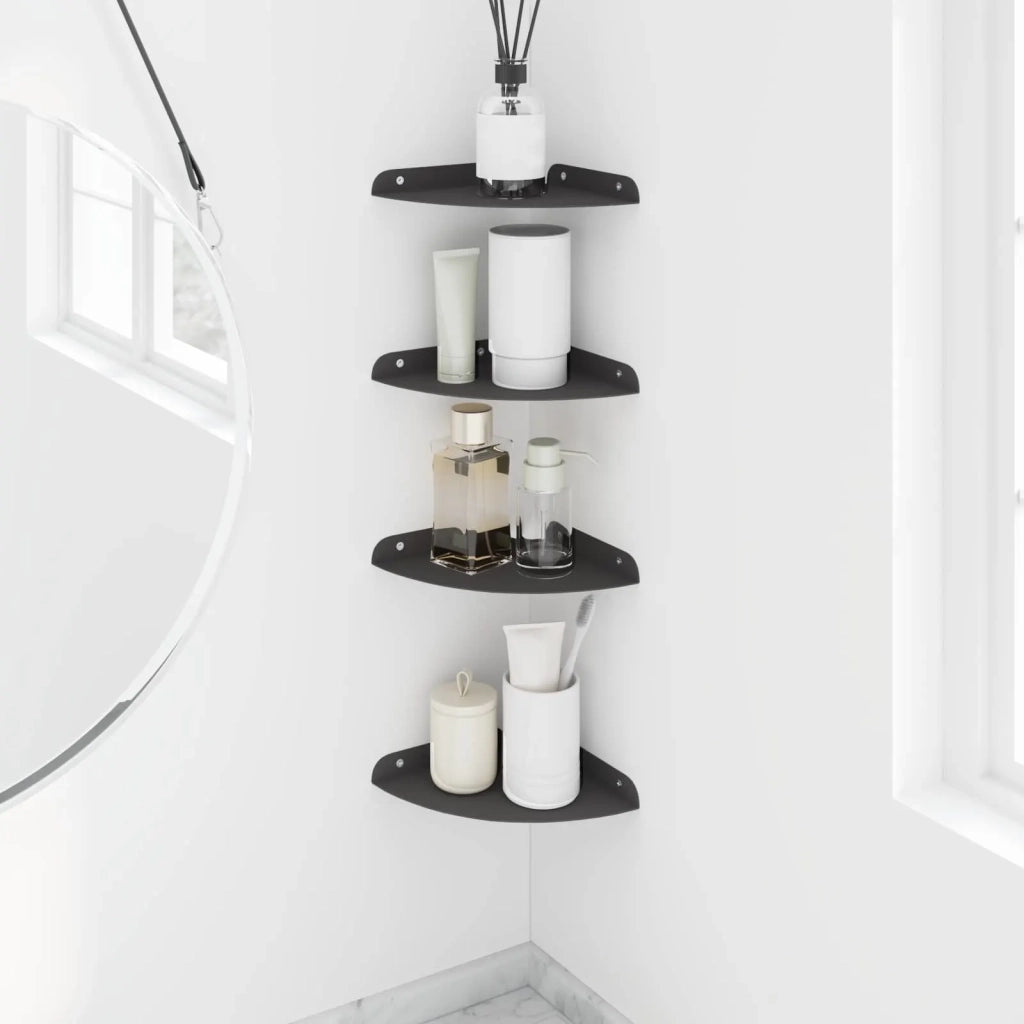 Mensola sospesa con lo scaffale 4 pcs Nero 18 x 18 x 2 cm 8004087