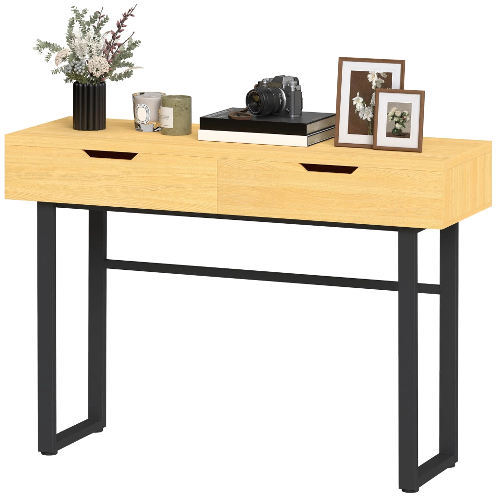 Tavolino console con 2 cassetti ¨C zephmum ¨C metallo naturale 110x35x76.5 cm