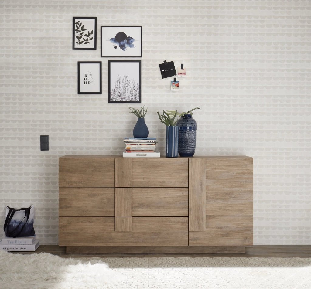 Madia Minoprio, Credenza un Ripiano, 182x44x90h cm Marrone Rovere