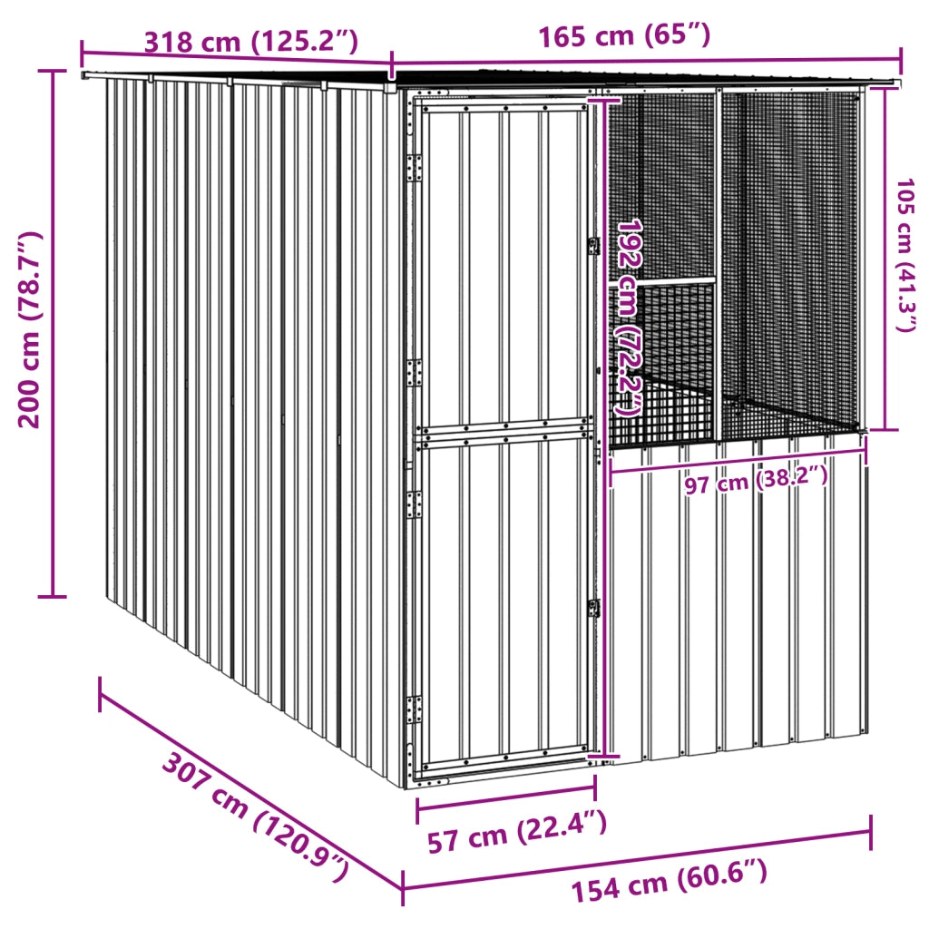 Gabbia per Uccelli  Anthracite 215x78x200 cm Acciaio Galvanizzato