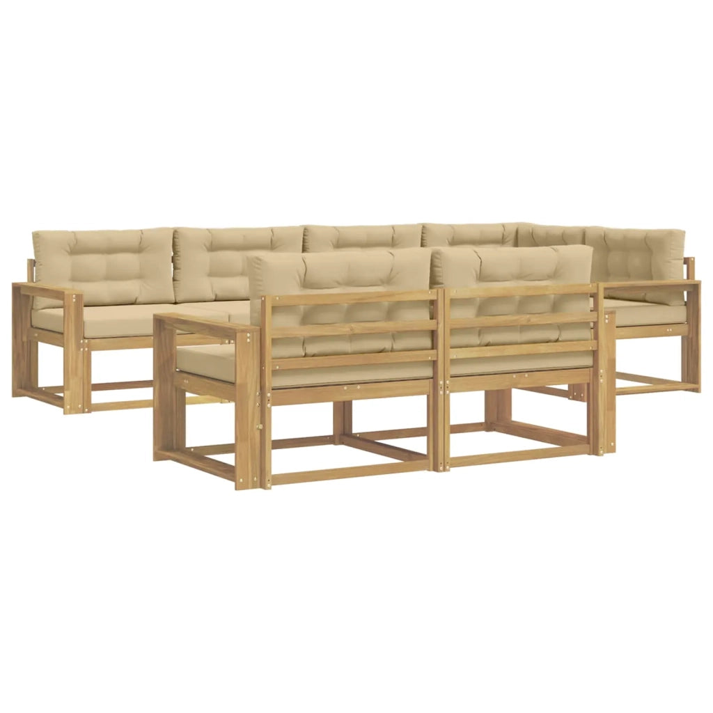 Set di divani da esterno 6 pcs Bianco e Beige Poliestere 3386592