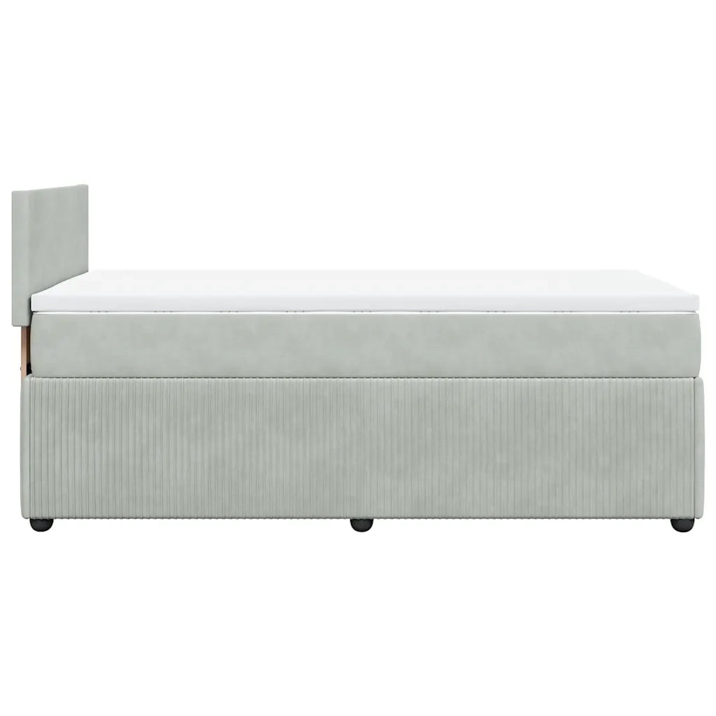 Giroletto a Molle con Materasso Grigio Chiaro 100x200cm Velluto