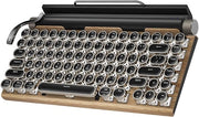 Tastiera Bluetooth Dual-Modalità con Schermi Blu Retro Punk, Schermi di Accensione Personalizzabili in Blu (Houtnerfkleur)