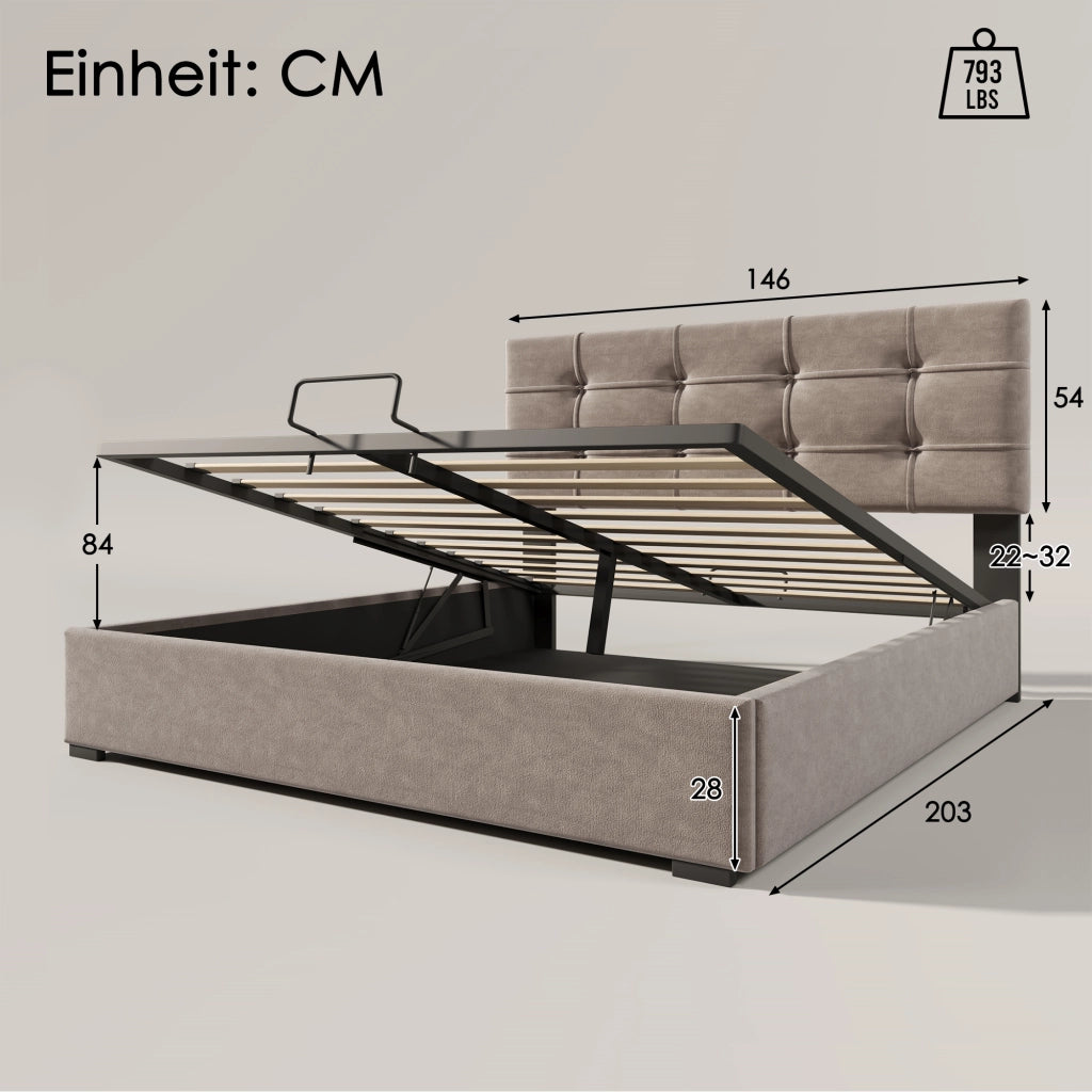 letto imbottito velluto grigio chiaro 140 x 200 cm