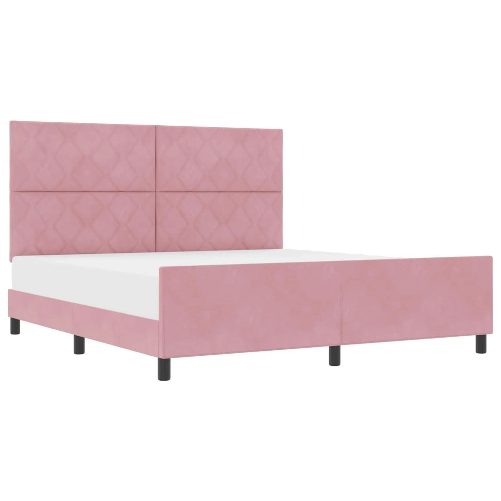 Letto a molle con testiera Rosa 180 x 200 cm Velluto 3345028
