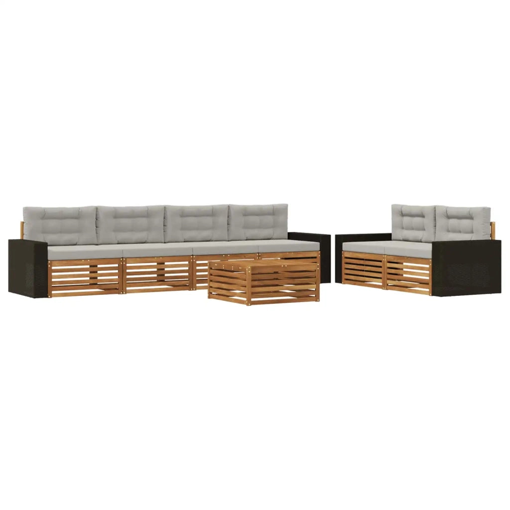 Set di divani da esterno 7 pcs Naturale e Grigio Chiaro 3383064