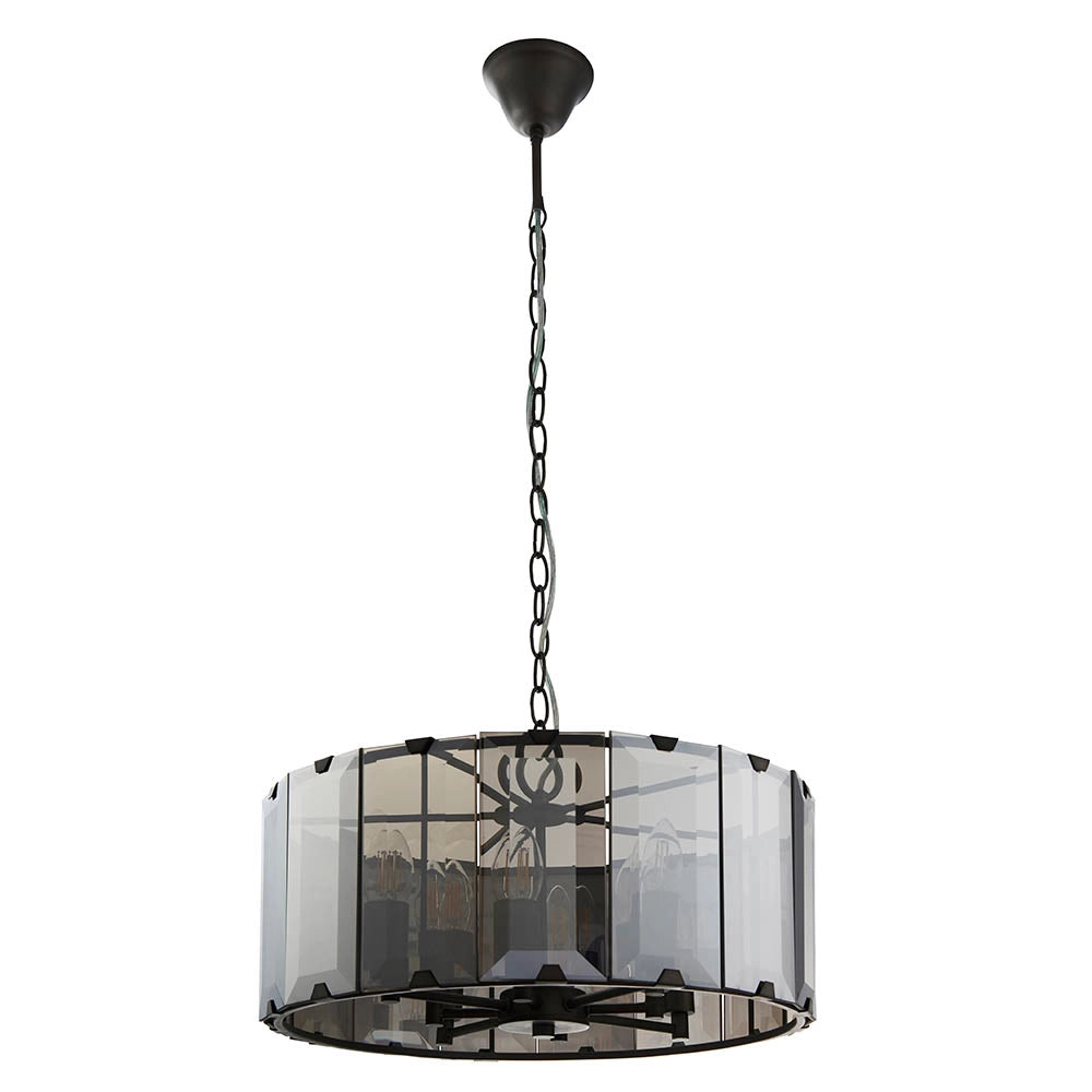 Lampadario Clooney Endon vetro fumé 8xE14 grigio ardesia
