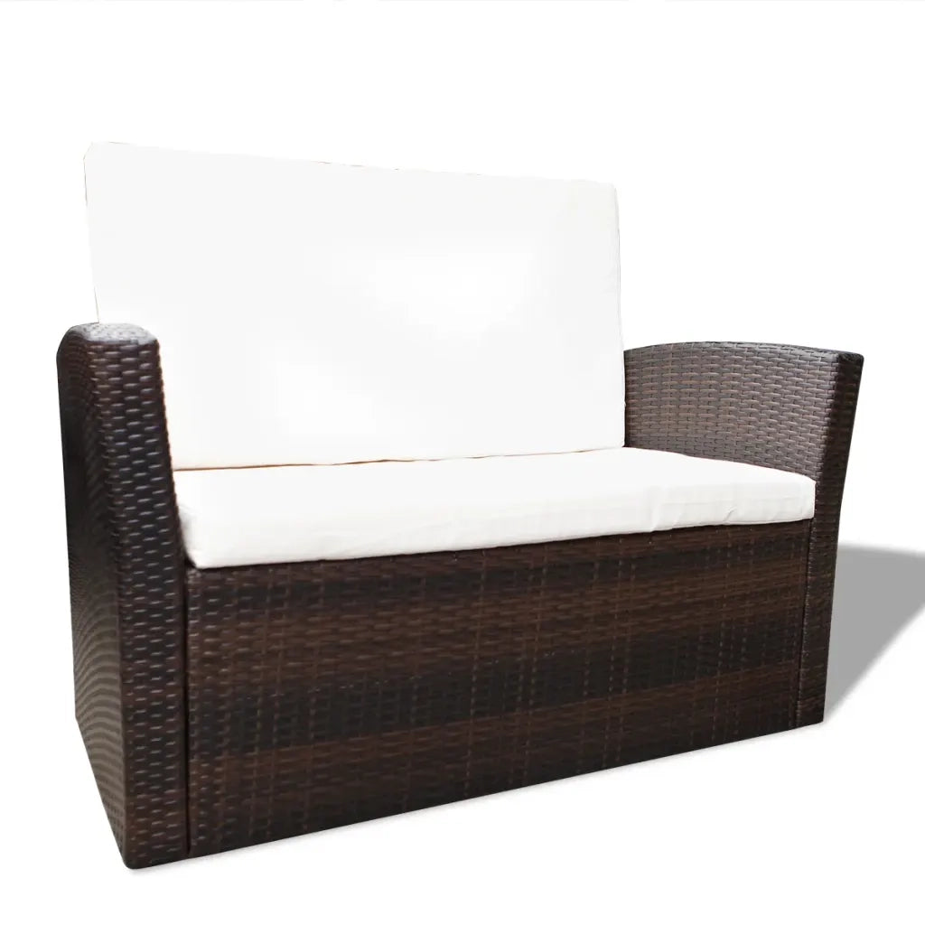 Set Divani da Giardino 4 pz con Cuscini in Polyrattan Marrone 42641